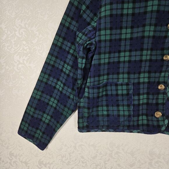 VTG Black Watch Tartan Plaid 100% Cotton Corduroy Jacket sz L Blue Green Preppy - Picture 6 of 13